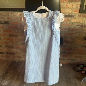 Crewcuts White and Blue Ruffled Sundress